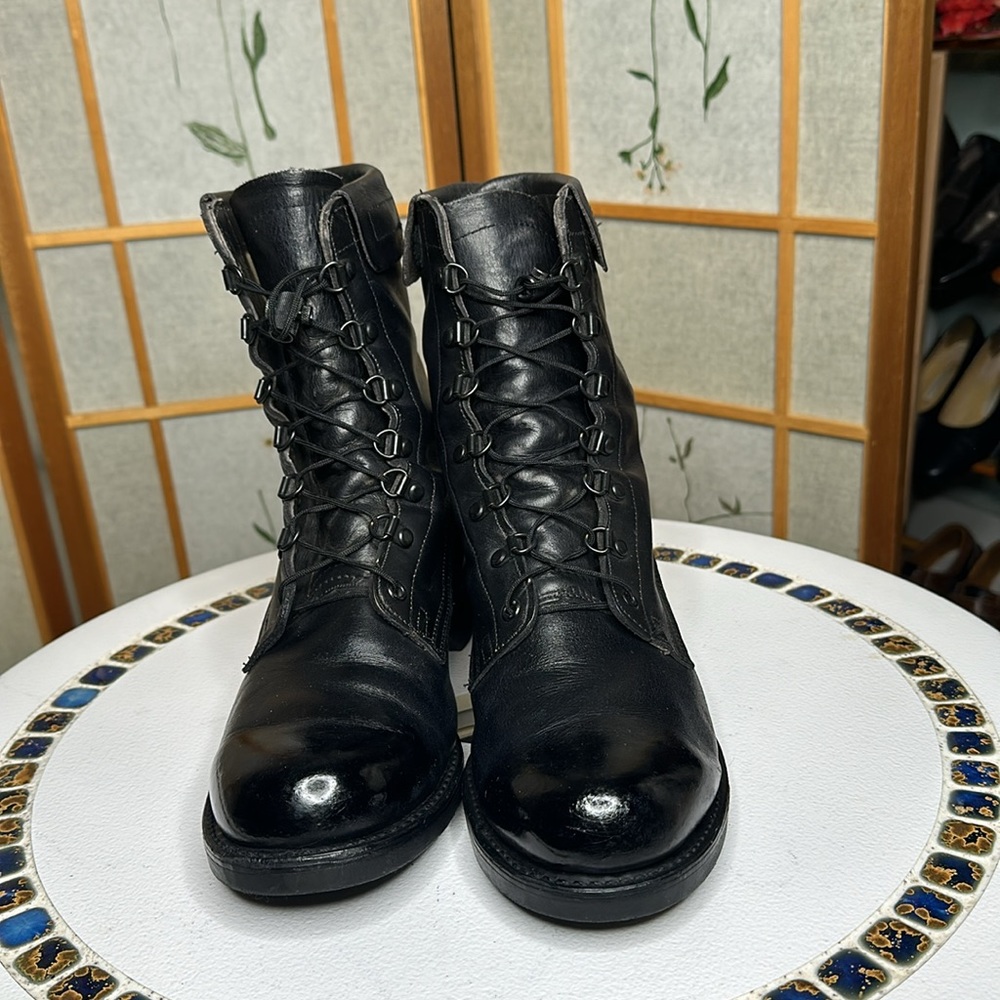 Vintage Cove Shoe Co.Men's Black Military Steel Toe Boots Size 9 quick release